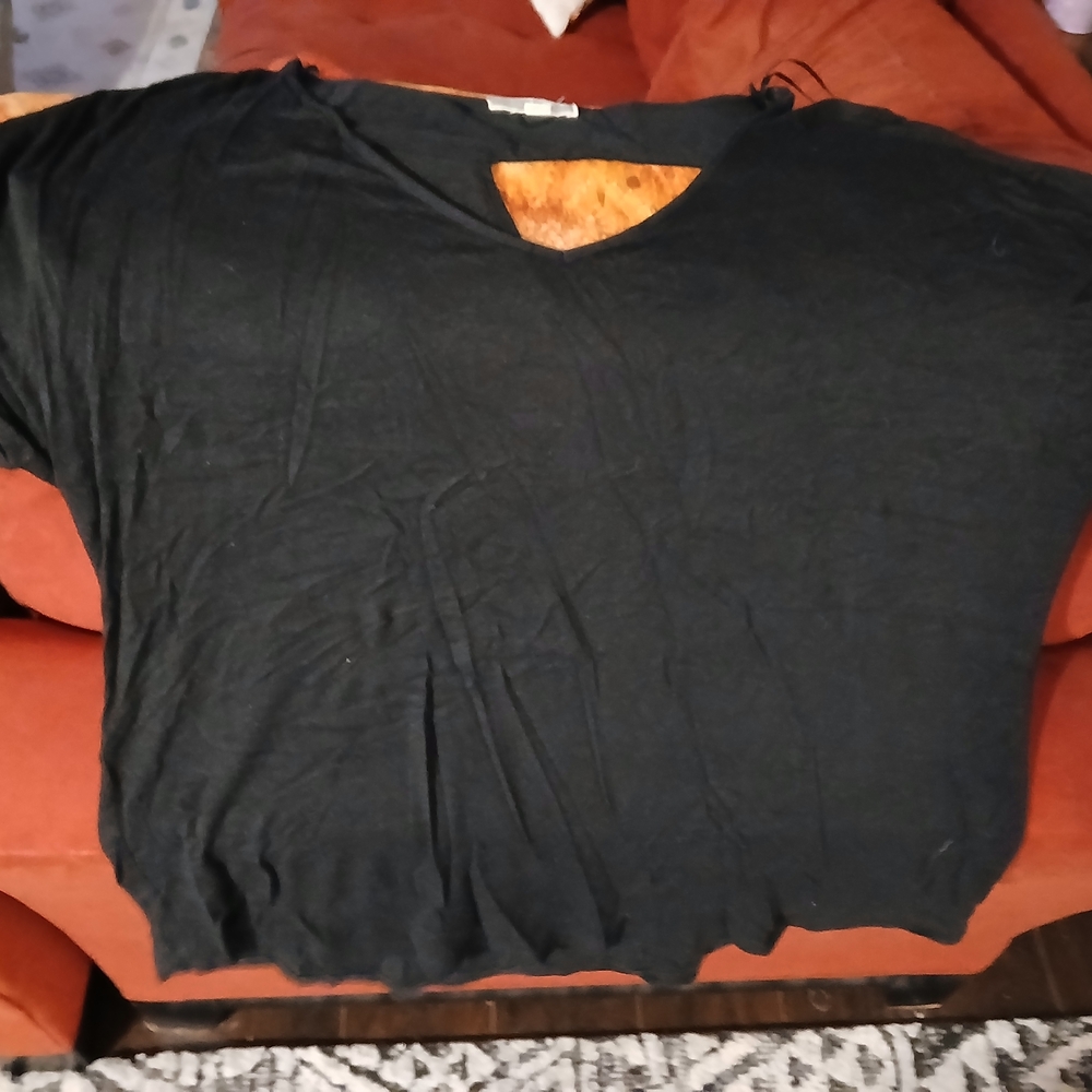 Pleione Charcoal V-Neck Blouse
